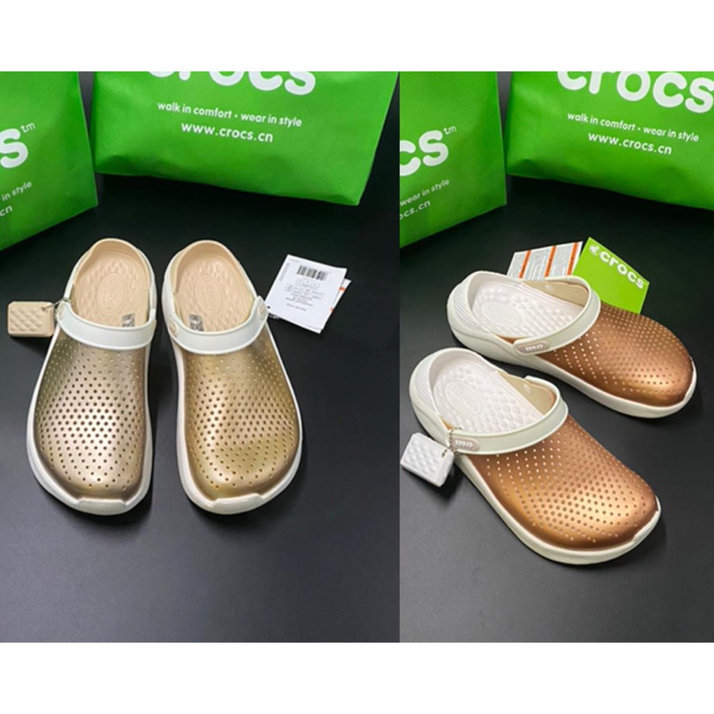 NEW ARRIVAL CROCS LITE RIDE CLOGS METALLIC ROSE GOLD and GOLD authentic  quality 1805 | Shopee Philippines