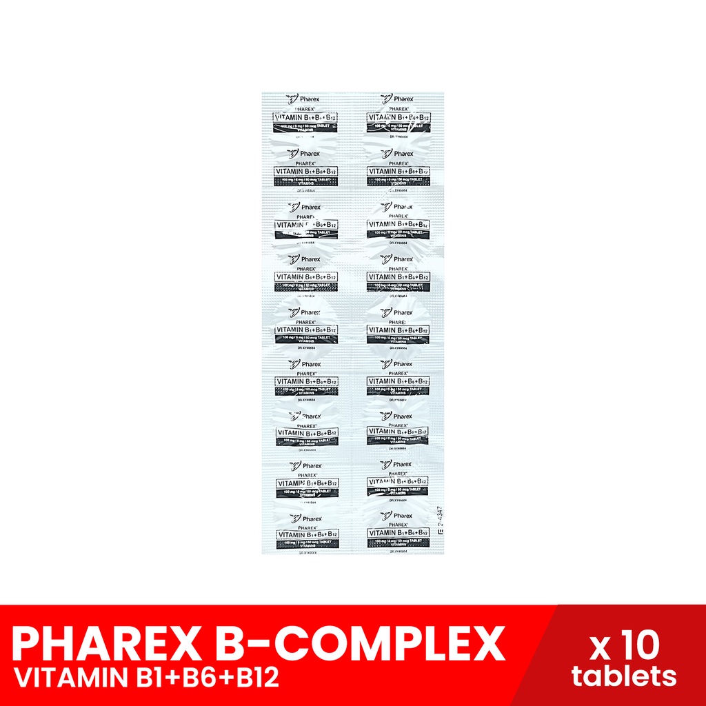 PHAREX Vitamin B1+B6+B12 100mg/5mg/50mcg x 10 tablets (Nerve Health) Shopee Philippines