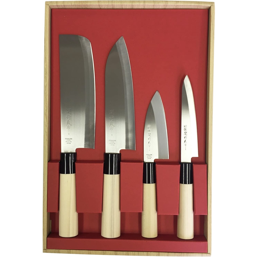 Yakusel 30046 Seki Tsubasa Zo Knife, Set Of 4, Santoku Knife, Nakiri 