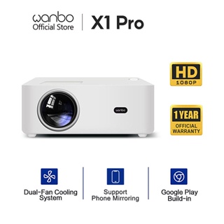 Official Wanbo X1 Pro Smart Projector 1080P Decode Phone Mirror Android 9.0 Portable Smart Office