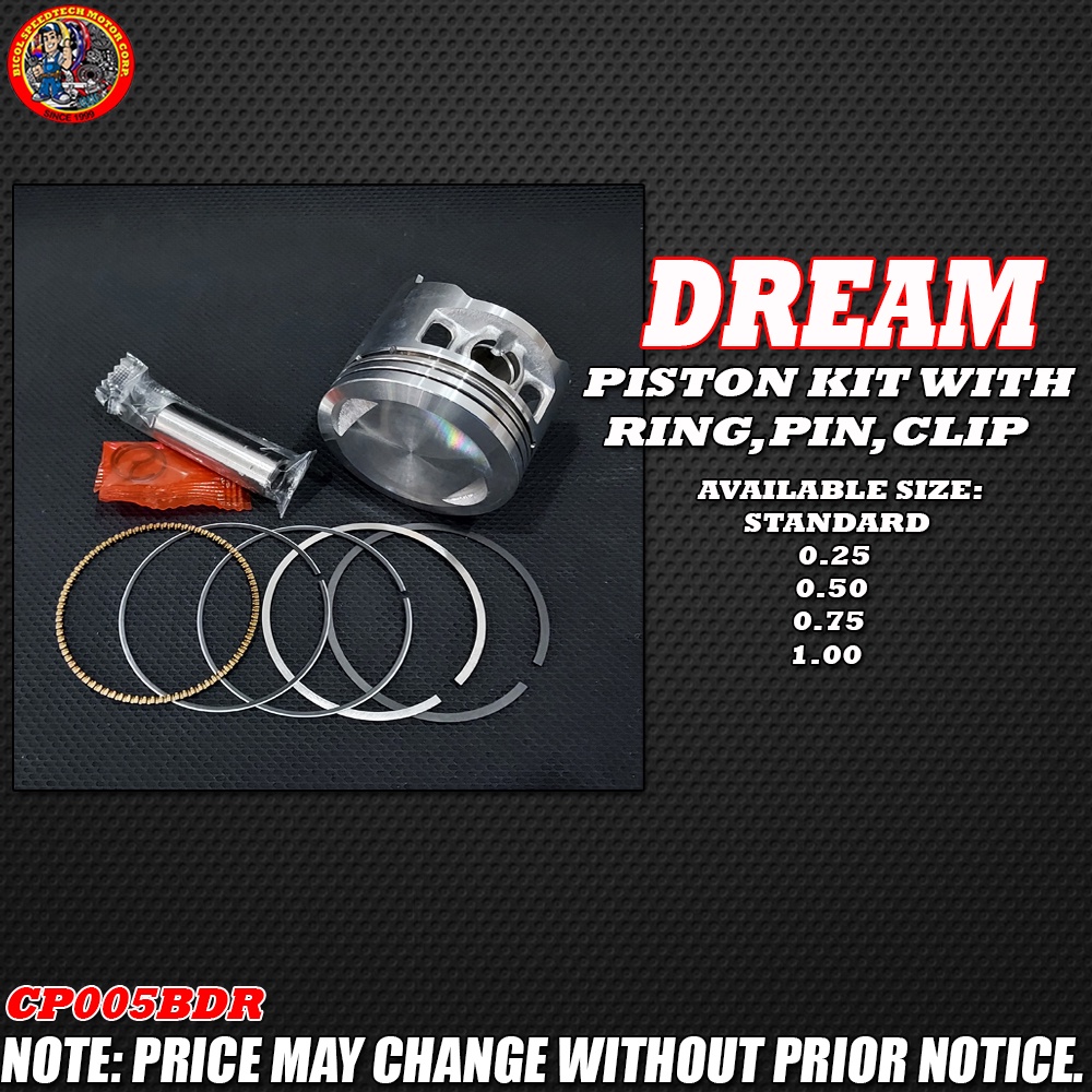 C100/DREAM PISTON KIT WITH RING, PIN, CLIP (CP005BDR) | Shopee Philippines
