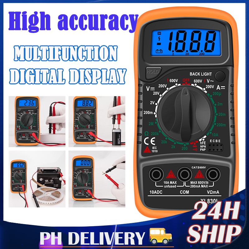 LCD Digital Multimeter Multifunction Tester XL830L Voltmeter Ammeter