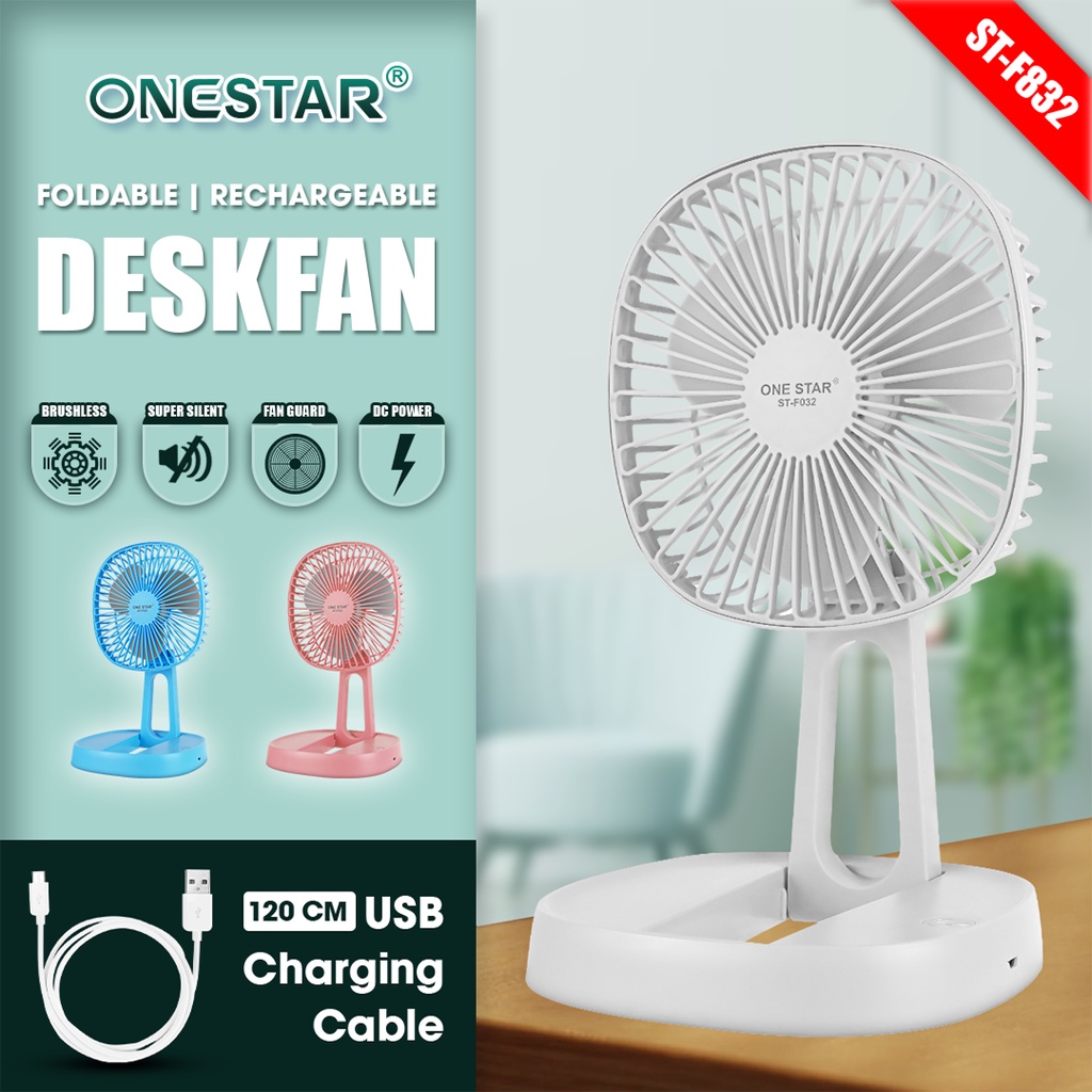 NSS 7 " desk fan usb rechargeable fan foldable fan 3 speed adjustable