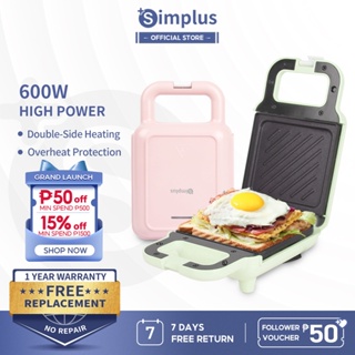 Simplus Sandwich Maker Electric Breakfast Maker Machine MultiFunctional Bread Toaster Non-Stick 600W