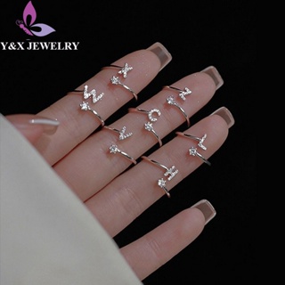 【Y&X】Zircon A-Z Rings 925 Silver Initial Letters Rings Women Fashion Jewerly Gift Adjustable