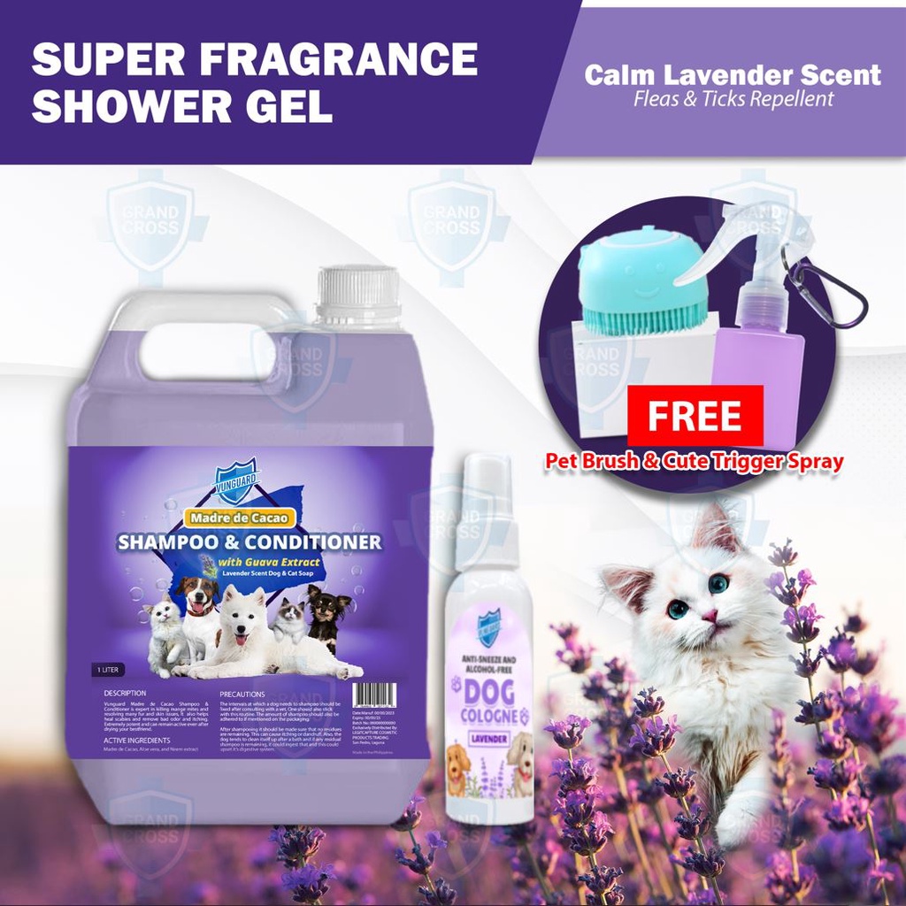 Grandcross Dog and Cat Shampoo Anti Teak and Flea Bundle Pack w/ Free