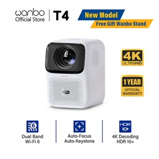 Official Wanbo T4 Projector 4K Decode HD Portable Android 9.0 Bluetooth Phone Mirror Dual 3W Speaker