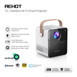 【COD&READY STOCK】Rehot CY303 MINI Projector Android Full HD 1080P Home Theater Cinema Projectors LCD portable 4K Video Beamer WIFI Mobile Phone