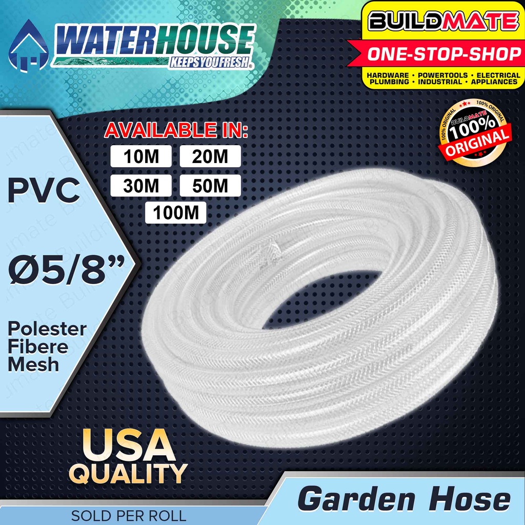 BUILDMATE Waterhouse PVC Garden Hose 1/2" 5/8" Inch 50M 100M PVC