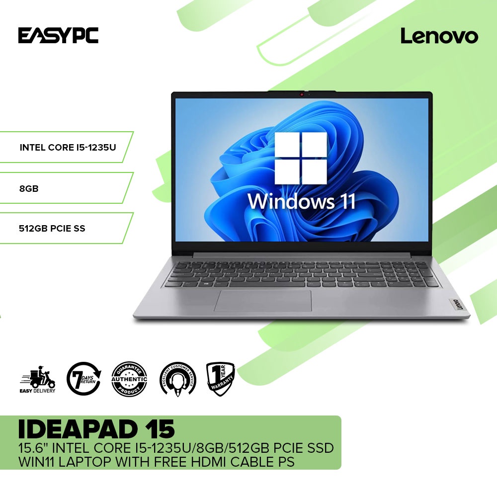 Lenovo Ideapad 15 6 Intel Core I5 1235u 8gb 512gb Pcie Ssd Win11 Laptop With Free Hdmi Cable Ps