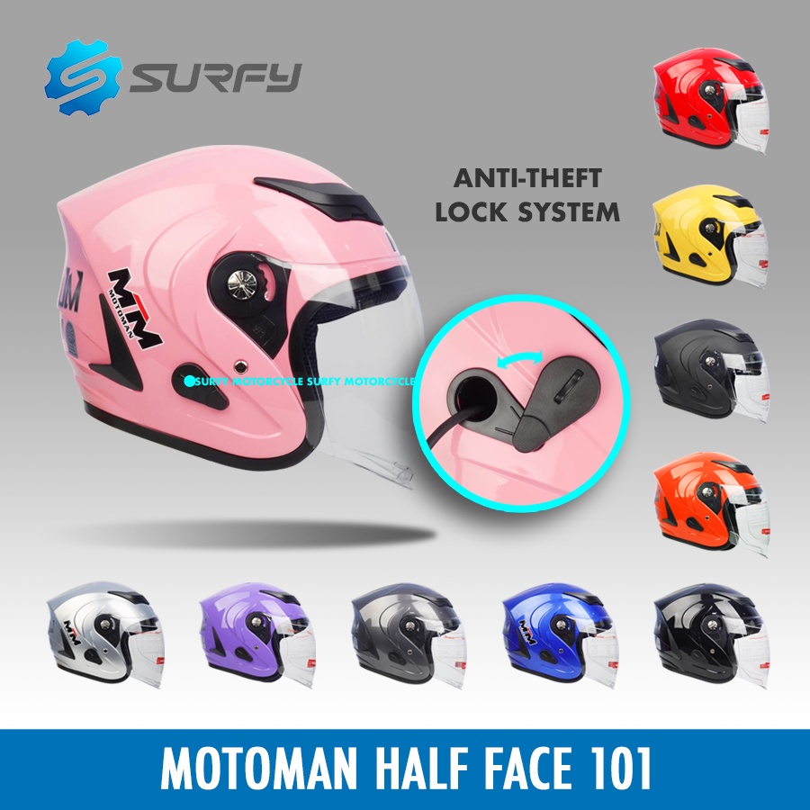 MTM Helmet Motoman Half Face Helmet With AntiTheft Lock System S101