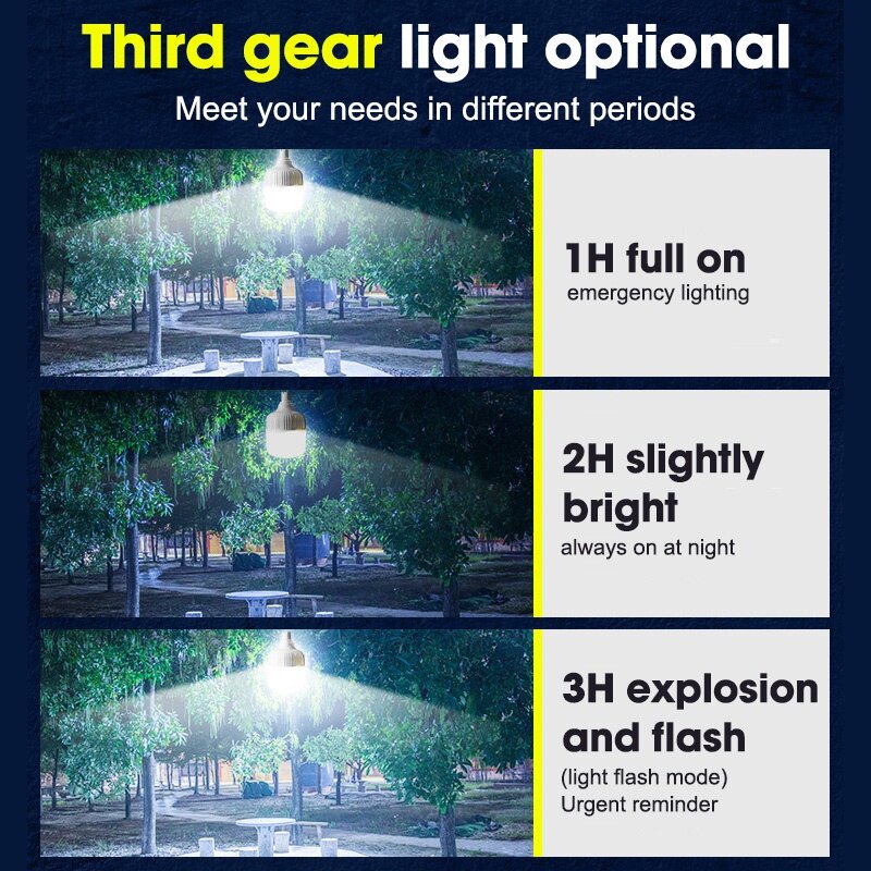 Solar Light NL Solar Bulb Light Outdoor Waterproof IP67 Solar Bulb Light Three Light Colors Portable - Image 3