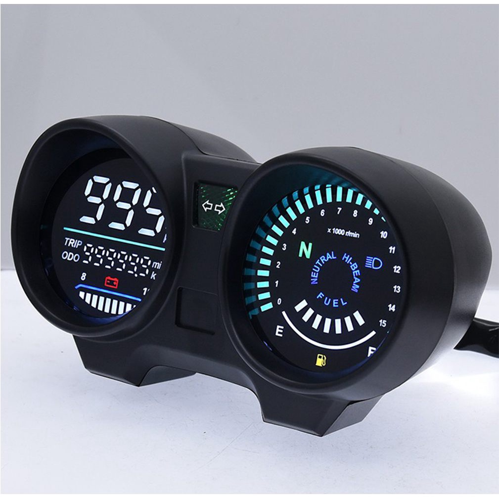 Motorcycle LED Digital Dashboard Replacement Electronic Tachometer RPM ...