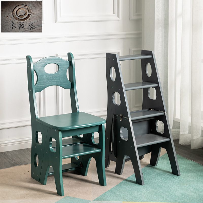 Foldable Ladder Net Red Solid Wood Ladder Chair Storage Climbing Steps ...