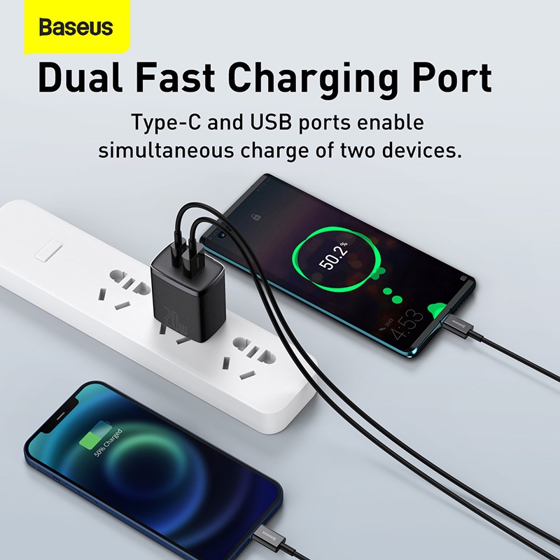 Baseus 20W U+C Quick Charger Support PD3.0 QC3.0 USB Type-c Charger for i13 Tablet Huawei Mate 20 - Image 3