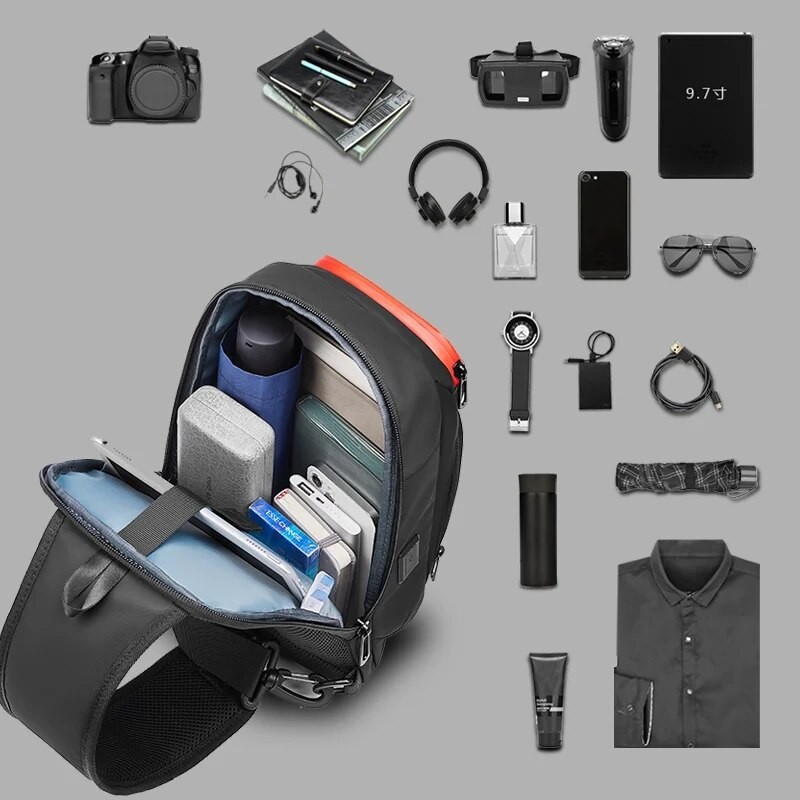 EURCOOL Men's Shoulder Bag Multifunction Anti-theft Waterproof Male Crossbody Bag Casual Sling 681