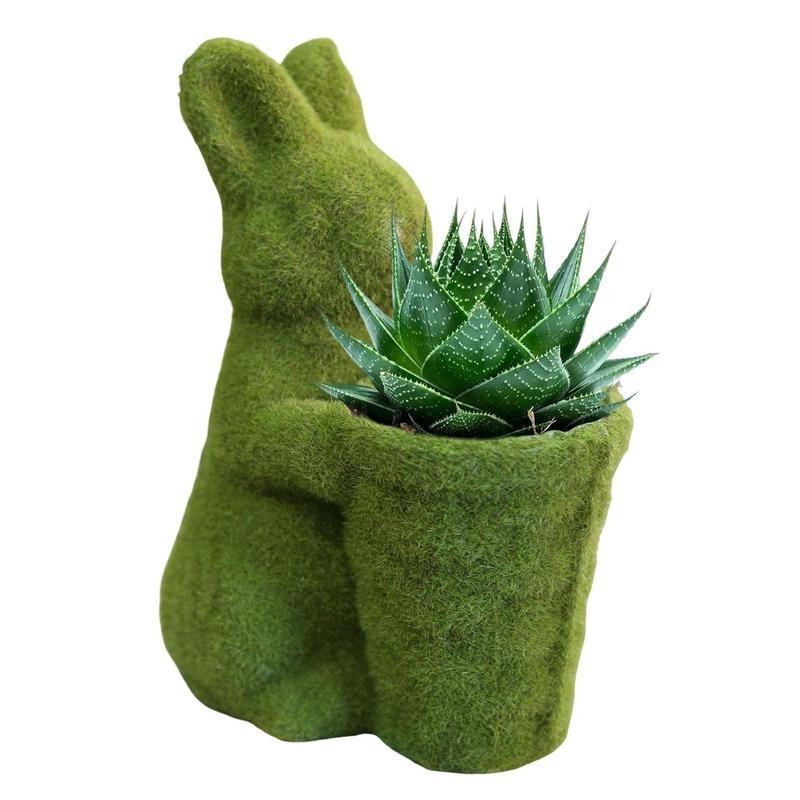 Easter Moss Bunny Creative Easter Moss Rabbit Sculpture For Easter Garden Decorations Furry Fld= 4OF - Image 4