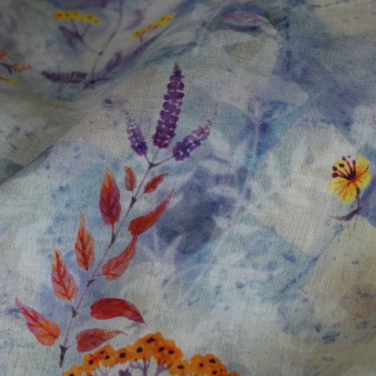 High quality new natural ramie fabric Beautiful Floret twig printing sewing Skirt lining dress a 9W4 - Image 3