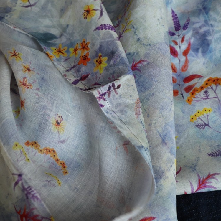 High quality new natural ramie fabric Beautiful Floret twig printing sewing Skirt lining dress a 9W4 - Image 4