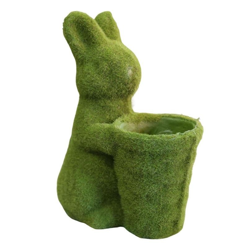 Easter Moss Bunny Creative Easter Moss Rabbit Sculpture For Easter Garden Decorations Furry Fld= 4OF - Image 2