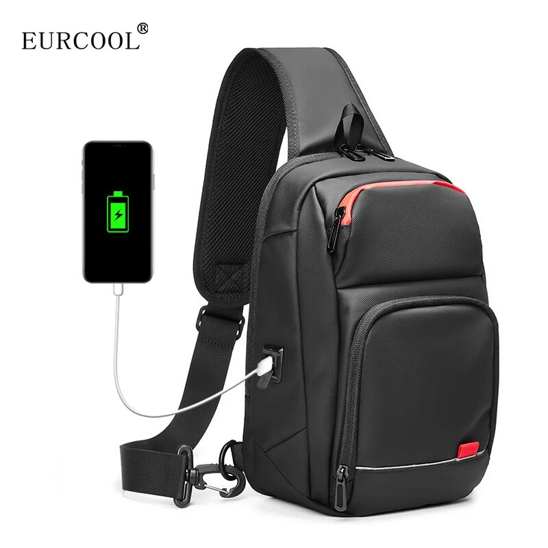 EURCOOL Men's Shoulder Bag Multifunction Anti-theft Waterproof Male Crossbody Bag Casual Sling 681 - Image 5
