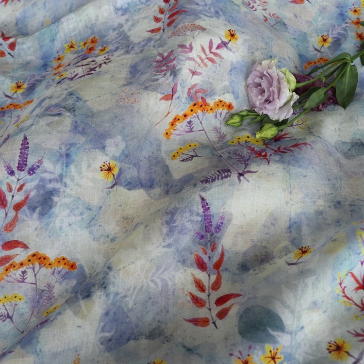 High quality new natural ramie fabric Beautiful Floret twig printing sewing Skirt lining dress a 9W4 - Image 2