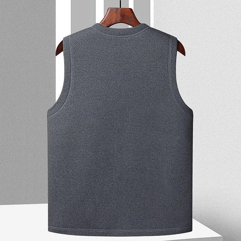 2023 Men’s Autumn Winter Fashion V-neck Cashmere Vest Male Short Warm Sleeveless Jackets Men Solid C