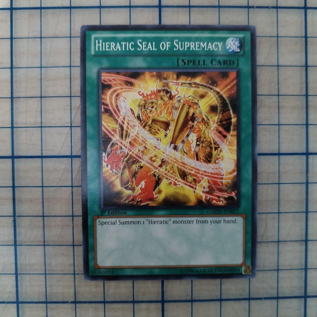 HIERATIC SEAL OF SUPREMACY GAOV-EN057 1st EDITION 2012 SERIES COMMON YTCG