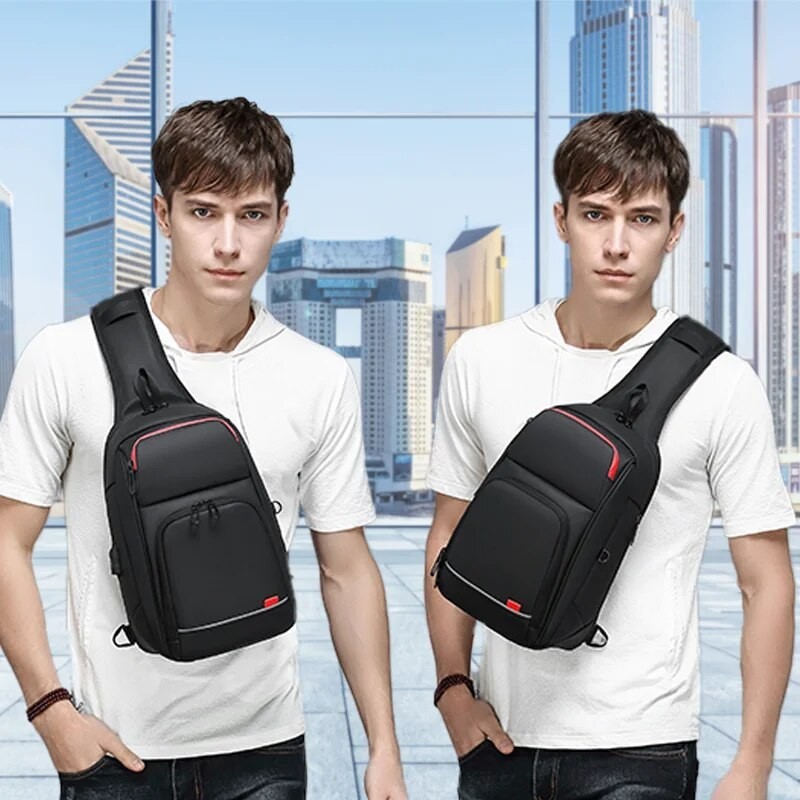 EURCOOL Men's Shoulder Bag Multifunction Anti-theft Waterproof Male Crossbody Bag Casual Sling 681 - Image 2