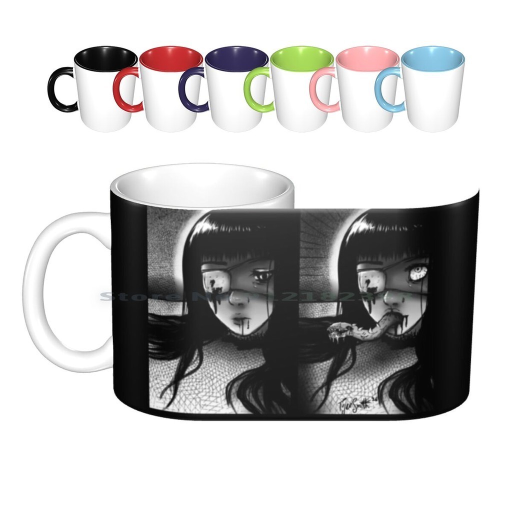 A Horrific Surprise Ceramic Mugs Coffee Cups Milk Tea Mug Horror Manga Alternative Creepy DarkeV 6TK - Image 2
