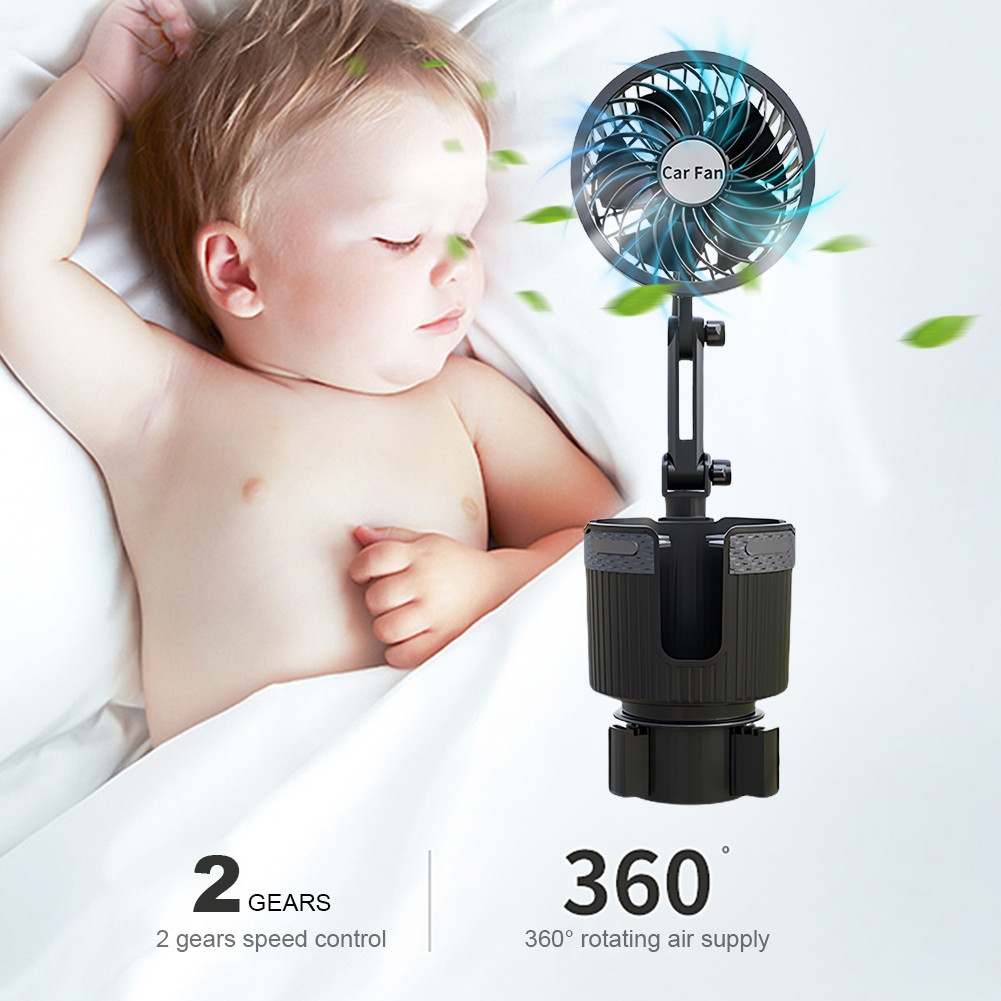 12V/24V/5V USB Portable Vehicle Cooling Fan 2 Speed Control Car Cup ...