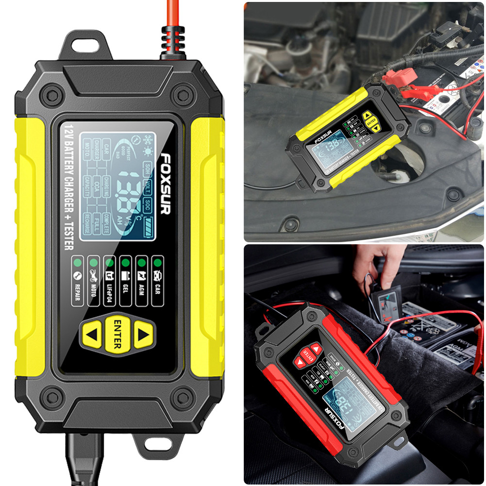 6A 12V Full Automatic Battery Charger LCD Display Tester AGM GEL Lead ...