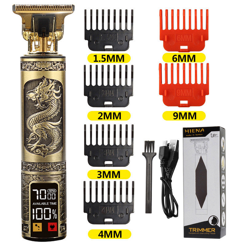 USB Electric LCD Hair Clipper Trimmer All In One Gold Light Head Rechargeable Hair Clipper Oil b