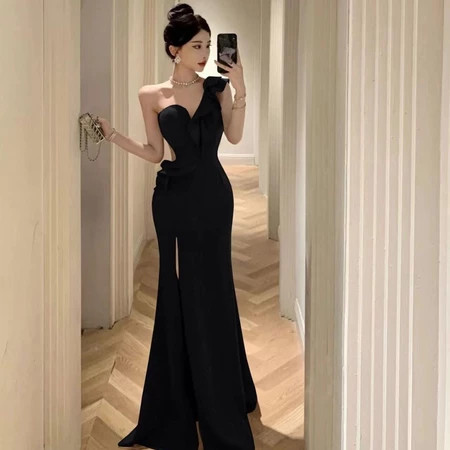 black dress shopee Jessica Bara Ondina Halter Pearl Backless Maxi Dress main image 1