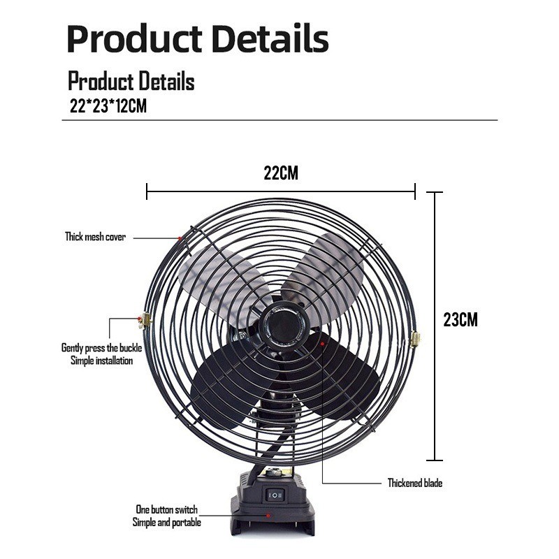 SOARFLY 8 Inch Cordless Fan Portable Fan High Power Outdoor Fan Adjustable Lithium 35000mah / 45000mAh - Image 2