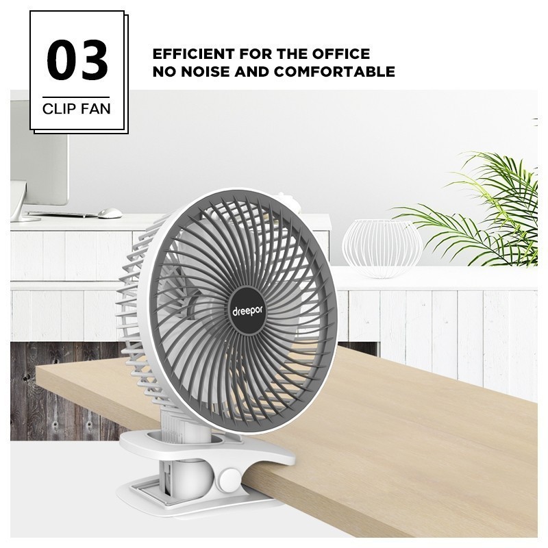 Dreepor Desktop Fan Portable USB Rechargeable Mini Fan Foldable Silent Clip Handheld Cooling Fan — view 7