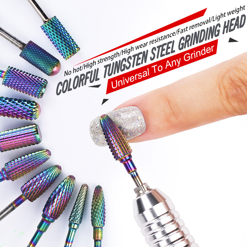 10 Type Nail Drill Bits For Electric Drill Manicure Machine Accessories Tungsten Carbide Cerami y