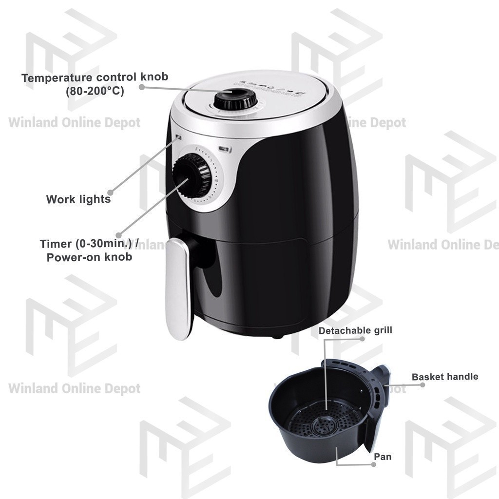 Astron by Winland 2.5L Non-Stick Air Fryer Compact Design AF-250M - Image 2