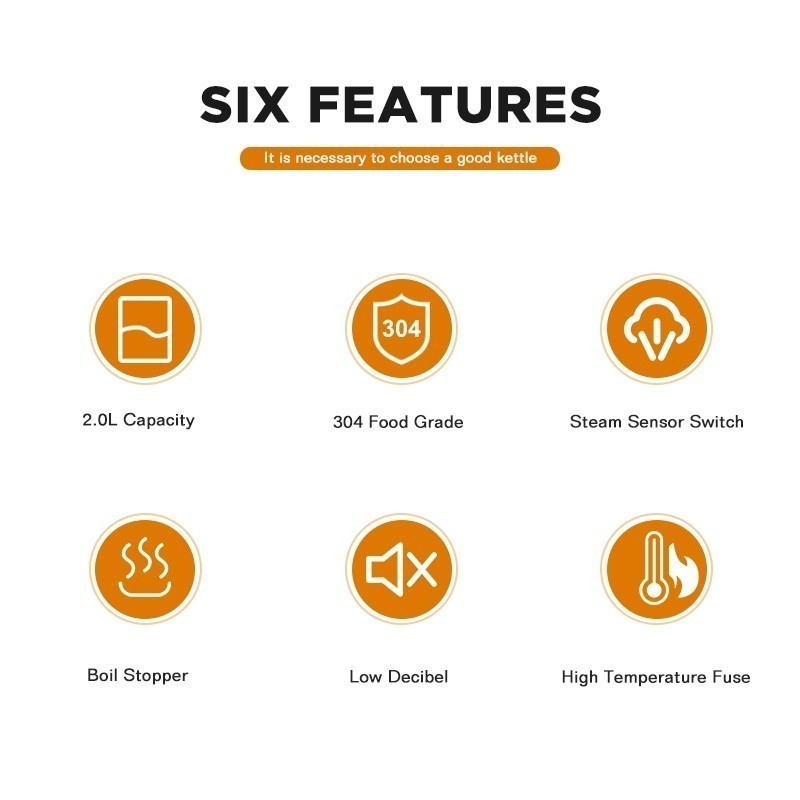 Dreepor 2L Electric Kettle Stainless Steel Water Kettle Electric Heater Easy and Convenient - Image 6