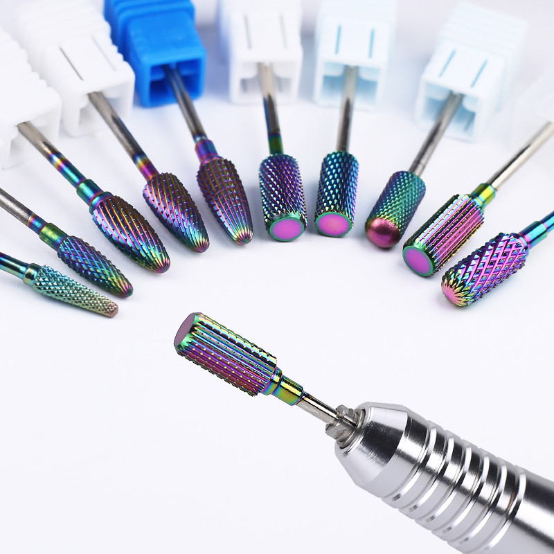 10 Type Nail Drill Bits For Electric Drill Manicure Machine Accessories Tungsten Carbide Cerami y