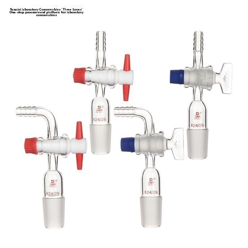 Tatlong Aisi piston joint glass PTFE tuwid na curved gas laboratory consumables instrumento - Image 5