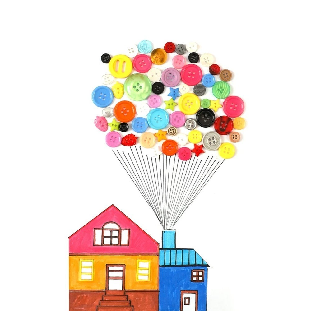 Colorful small button DIY craft kit, kindergarten creative collage, children's resin round buttons - Image 5