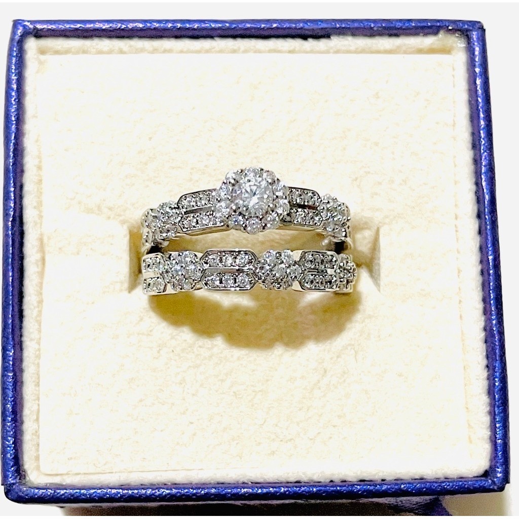 2-in-1 Bridal Ring Set | Engagement & Wedding Ring Style | Platinum Settings | Size 6 product photo 1