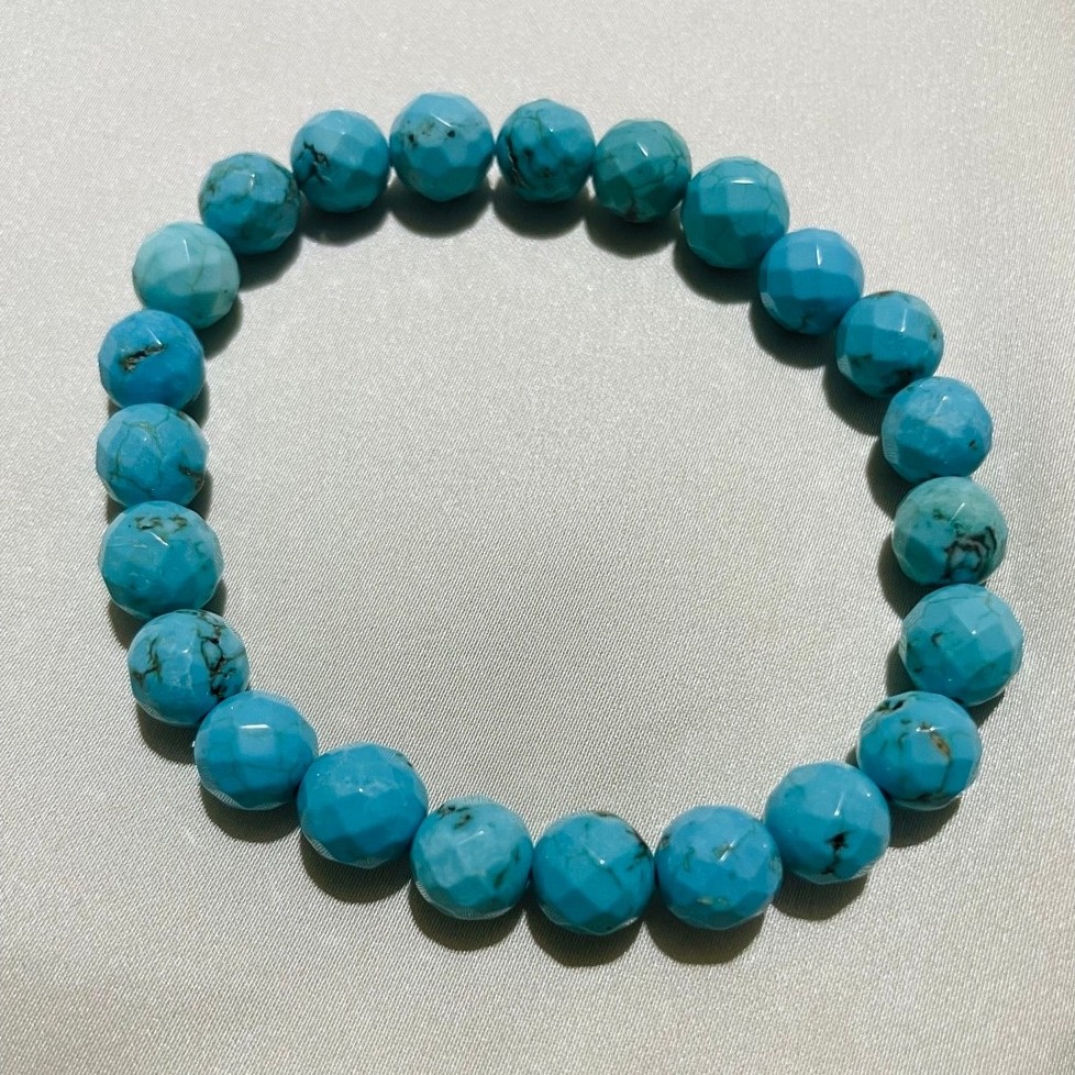 Genuine Turquoise Beaded Bracelet | Faceted Natural Stone | Nevada Turquoise | 7–7.5 Inches product photo 4