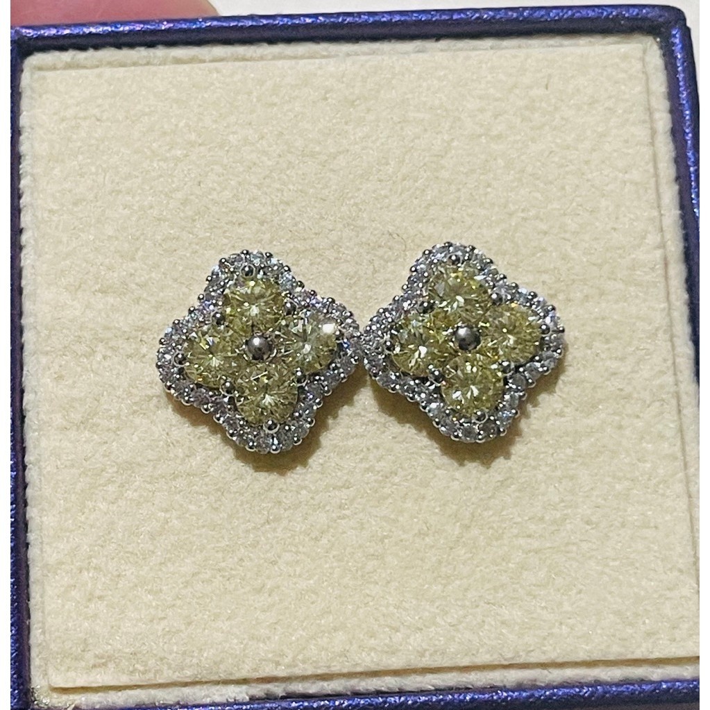 Peridot & Diamond-Accent Stud Earrings | Platinum Settings | Elegant Halo Design product photo 3