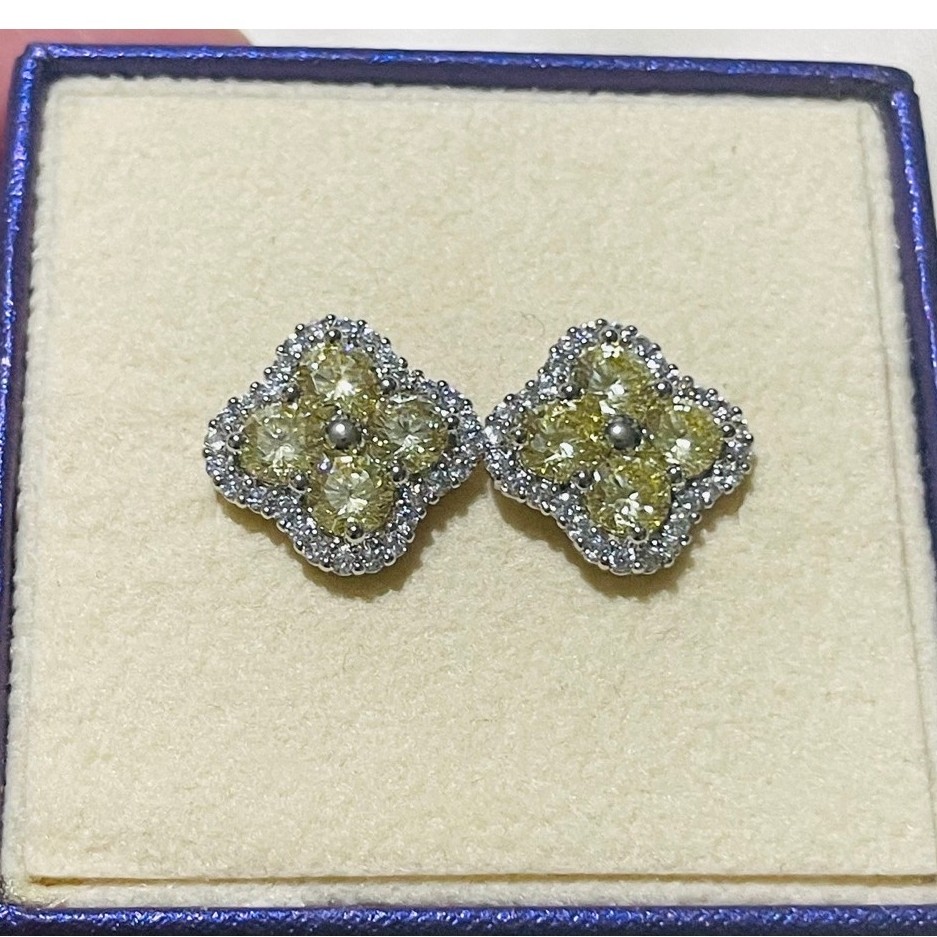 Peridot & Diamond-Accent Stud Earrings | Platinum Settings | Elegant Halo Design product photo 2