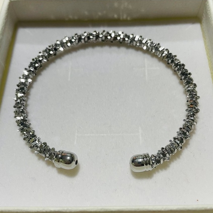 Paparazzi-Inspired Twisted Open Bangle | Platinum Settings | Adjustable up to 19cm product photo 4