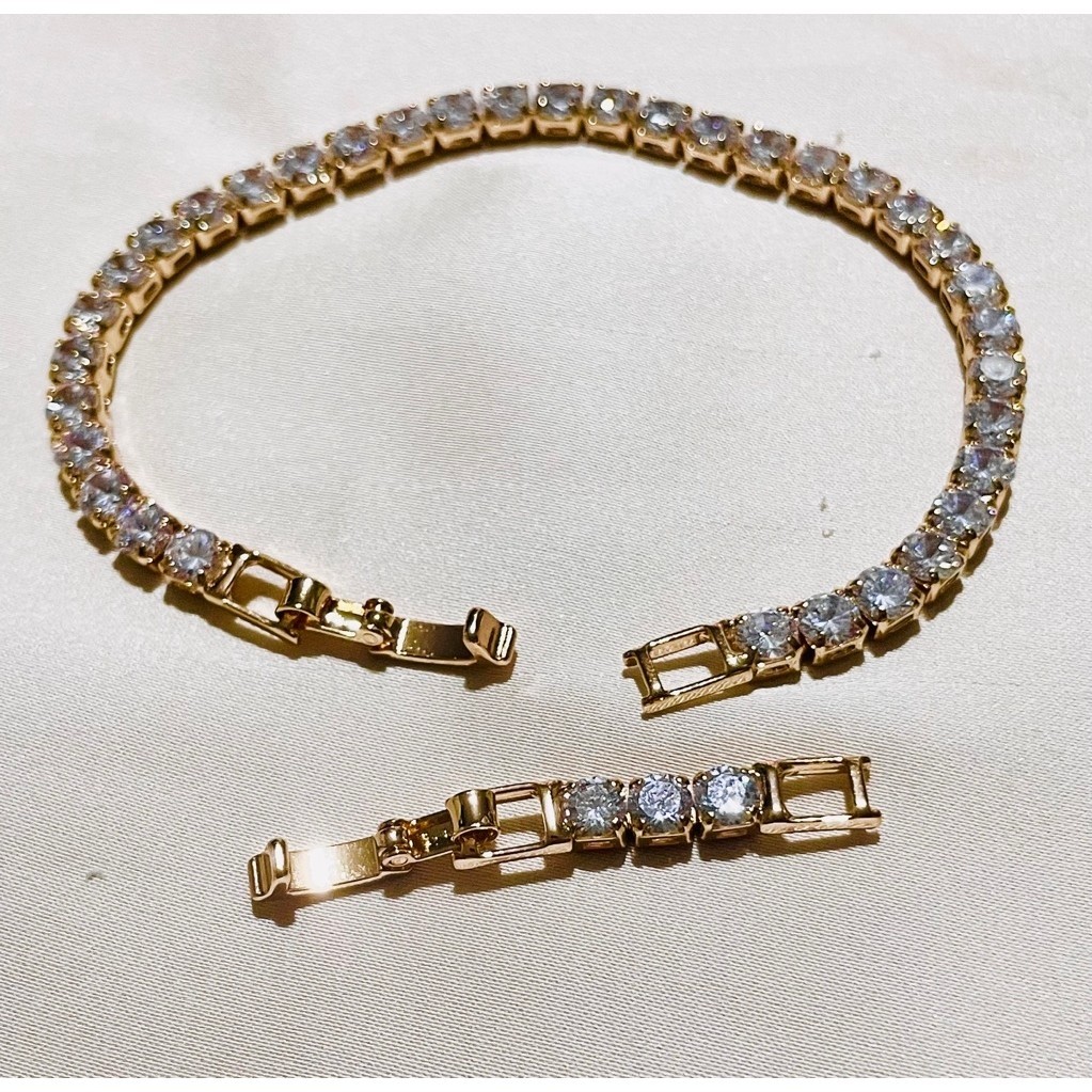 Champagne-Toned Laboratory Diamond Tennis Bracelet | Detachable Link Segment | Elegant & Adjustable