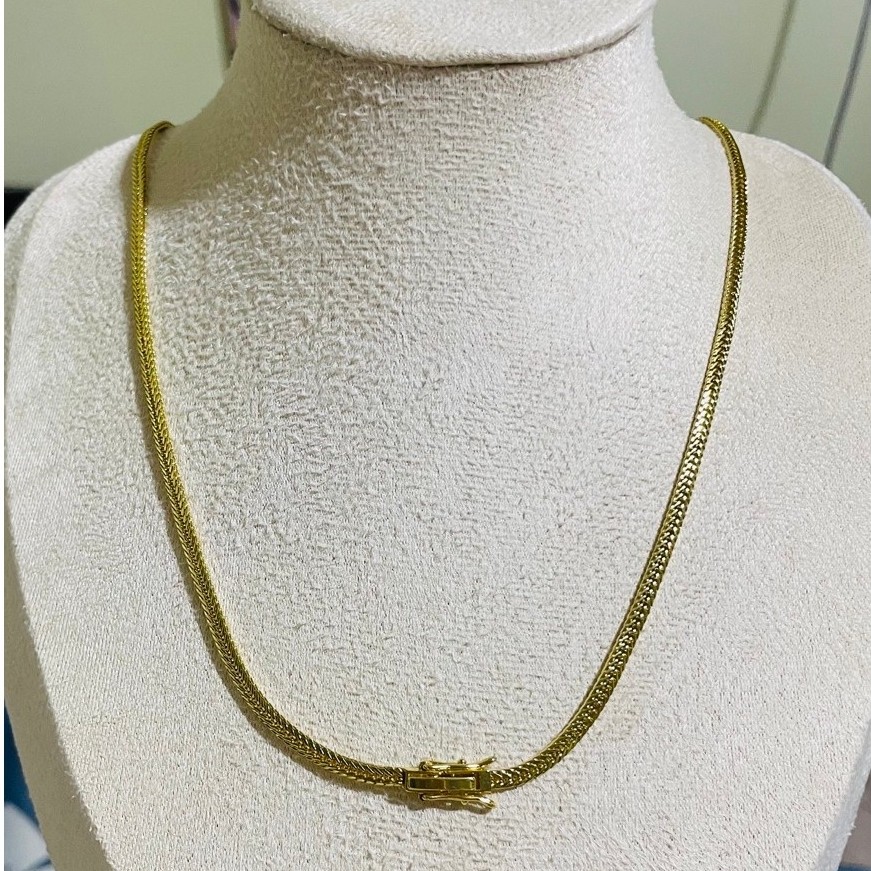 Japan Chain Necklace | Woven Diagonal Link Design | Triple-Lock Clasp | 22 Inches | Unisex product photo 4