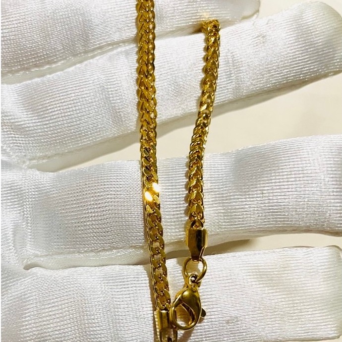 Wheat Chain Bracelet | Braided Box-Link Design | Rich 18K Yellow Gold Setting | 8 Inches product photo 3